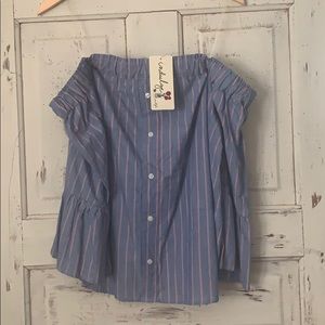 Adorable pen striped off shoulder top